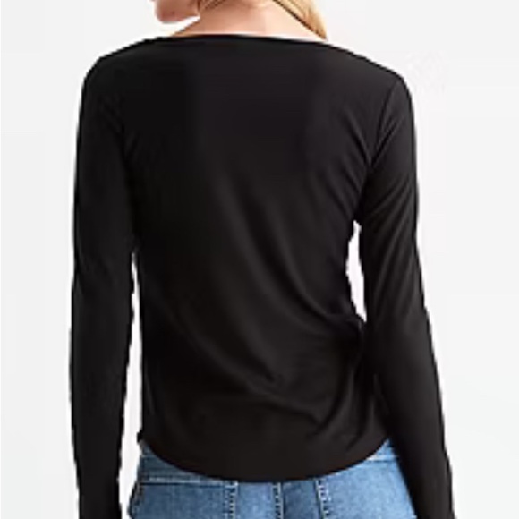 a.n.a Black Long Sleeve Women's Thermal Henley Tee - Picture 2 of 7